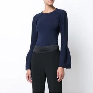 Jonathan Simkhai Sweater Navy Blue Signature Bell Sleeve Knit Sz S EUC